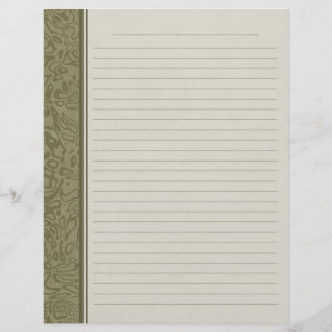 Olive Green Swirl Pattern Lined Binder Paper