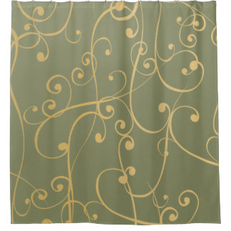 Olive Green, Tan, and Cream Swirls shower curtain