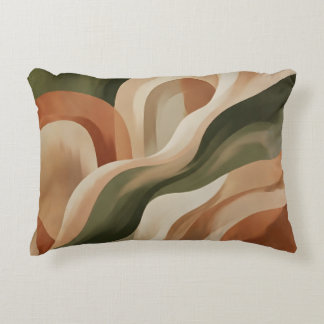 Olive Green Terracotta Abstract Accent Pillow