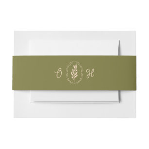 Olive Green Tuscan Elegant Wedding Belly Band Invitation Belly Band