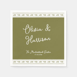 Olive Green Tuscan Elegant Wedding Napkins