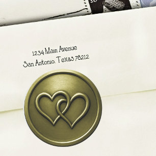 Olive Green Two Hearts Intertwined Wedding Classic Round Sticker