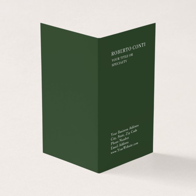 Olive Green Unique Plain Minimalist Modern Business Card (Outside)