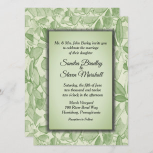 Olive Green Vintage Theme Wedding Invitation