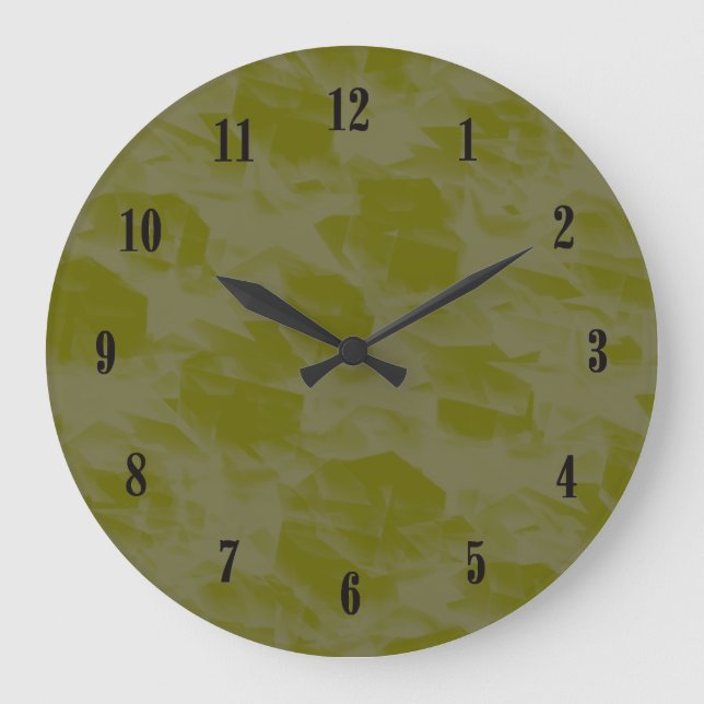 Olive Green Wall Clock with Black Numbers (Front)