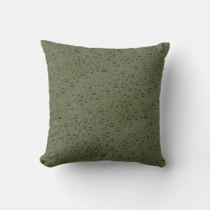 Olive green water droplets cushion