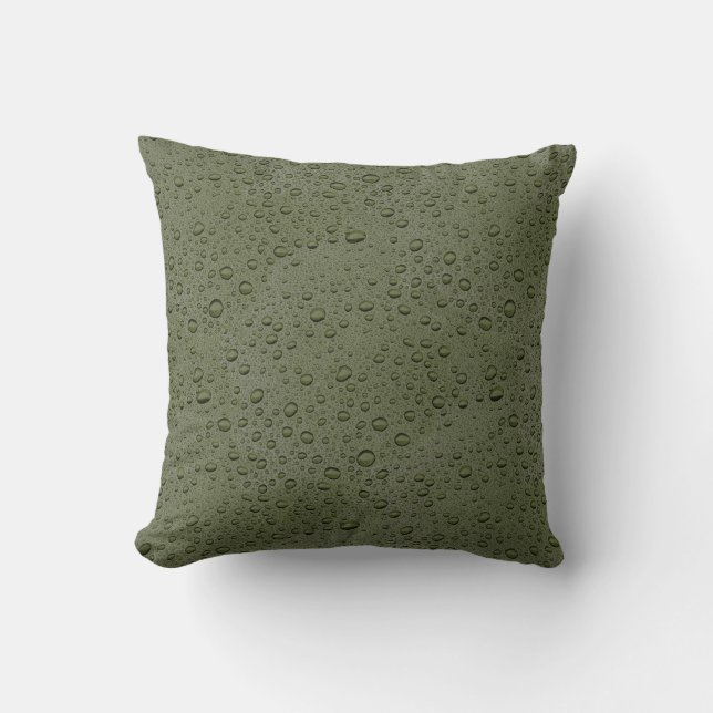 Olive green water droplets cushion (Front)