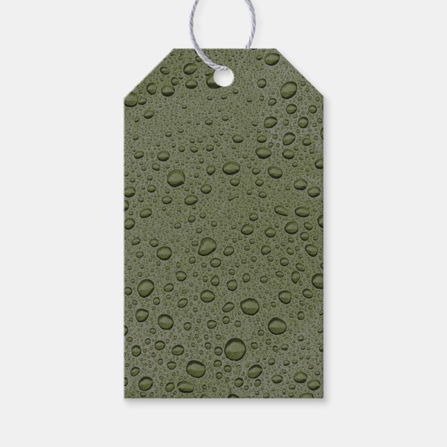 Olive green water droplets gift tags (Front)