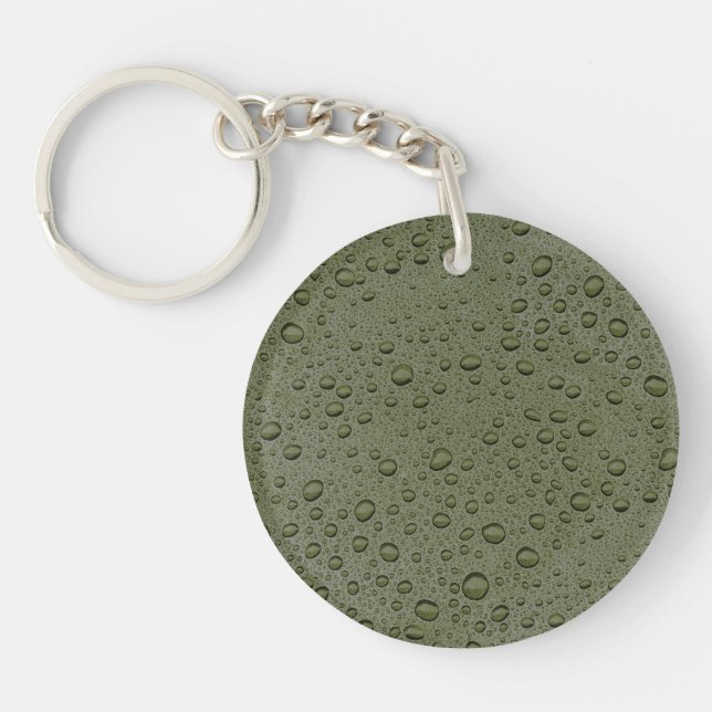 Olive green water droplets key ring (Front)