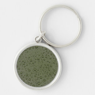 Olive green water droplets key ring