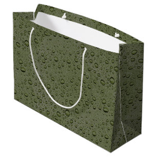 Olive green water droplets large gift bag