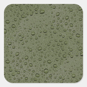 Olive green water droplets square sticker