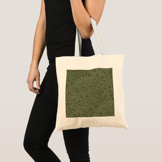 Olive green water droplets tote bag (Front (Product))