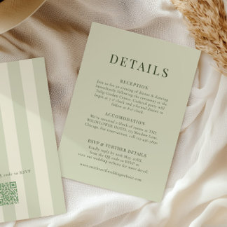 Olive Green Wedding Details Card