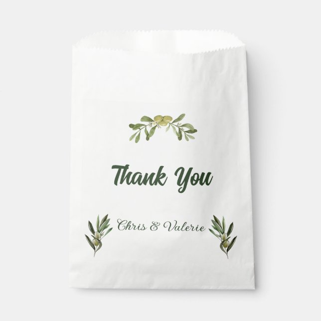 Olive Green Wedding  Favour Bag (Front)