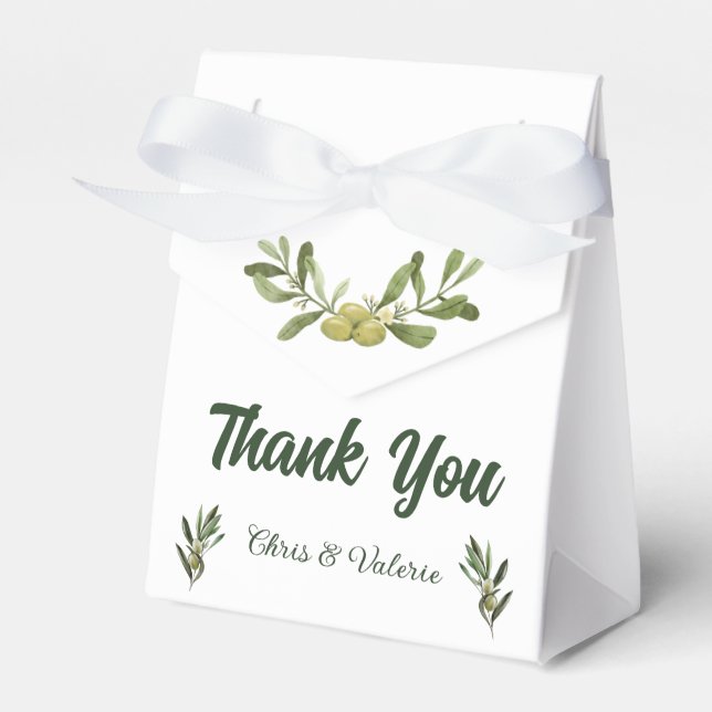 Olive Green Wedding Favour Box (Front Side)