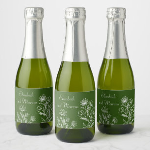 Olive green wedding mini wine bottle labels
