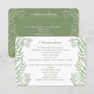Olive Green Wedding Vintage Botanical Enclosure Card