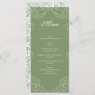Olive Green Wedding Vintage Botanical Menu