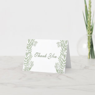 Olive Green Wedding Vintage Botanical Thank You Card
