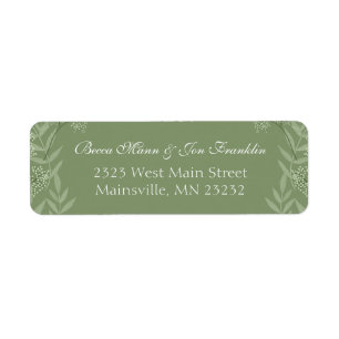 Olive Green Wedding Vintage Return Address Label
