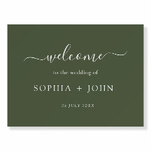 Olive Green Wedding Welcome Foam Boards