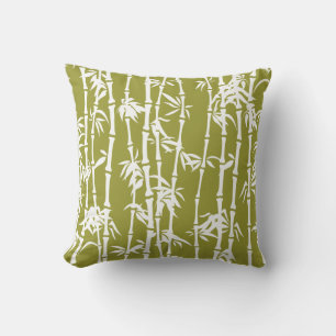 Olive green, white bamboo custom cushion