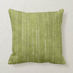 Olive green & white stripe pattern cushion