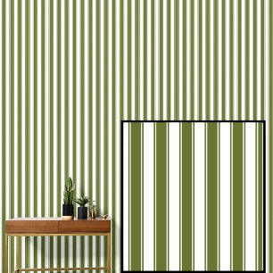 Olive Green & White Stripes Wallpaper