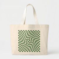 Olive Green & White Warped Chequered Pattern