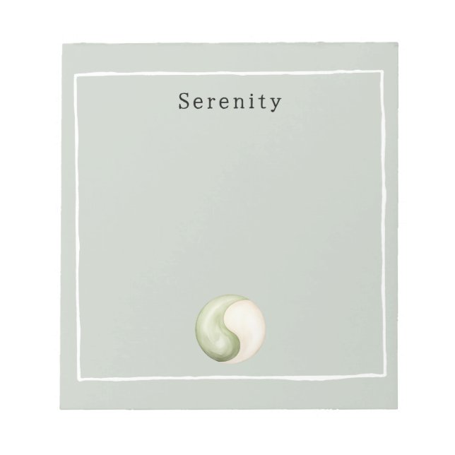 Olive Green Yin Yang Meditation Personalised  Notepad (Front)