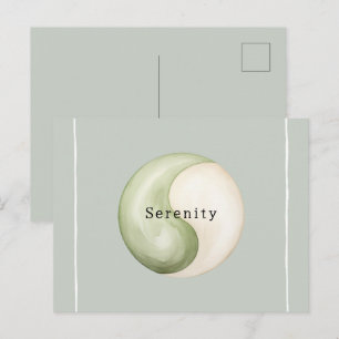 Olive Green Yin Yang Meditation Personalised Postcard