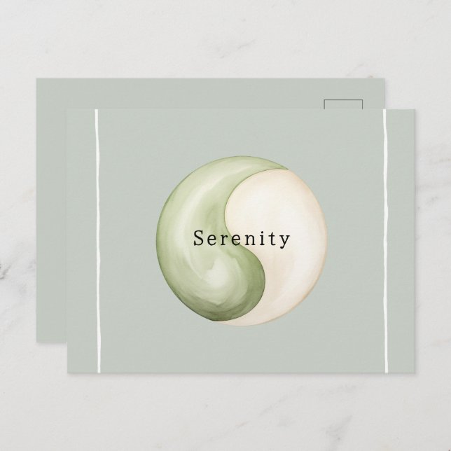 Olive Green Yin Yang Meditation Personalised  Postcard (Front/Back)