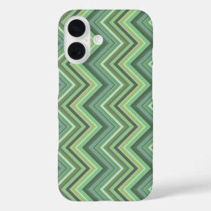 Olive green zigzag stripes iPhone 16 case