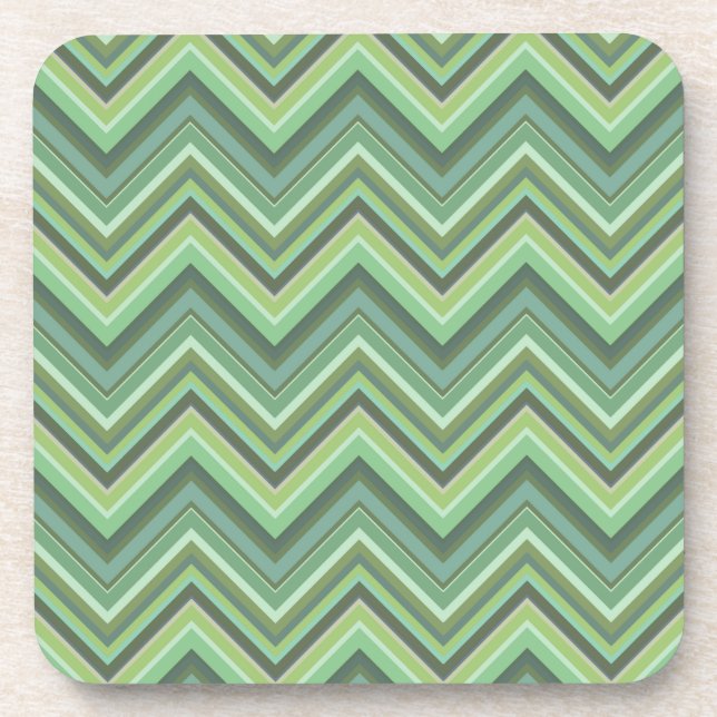 Olive green zigzag stripes coaster (Front)