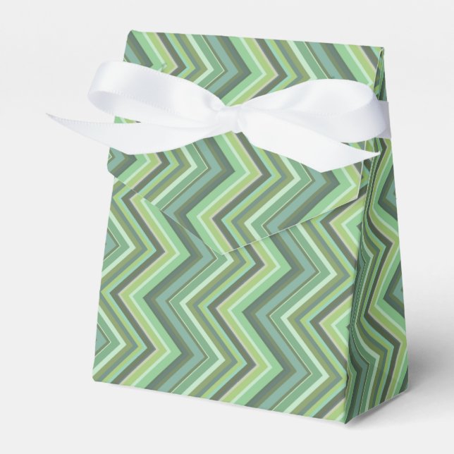 Olive green zigzag stripes favour box (Front Side)