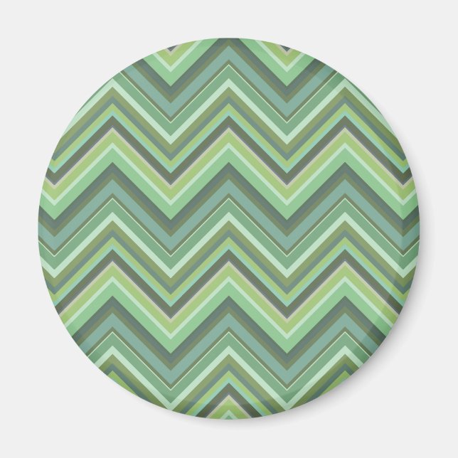 Olive green zigzag stripes magnet (Front)