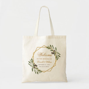 Olive Greenery Gold Botanical Wedding Welcome Bag