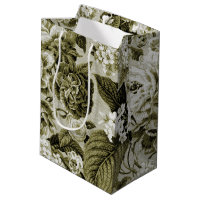 Olive GreenVintage Floral Toile No.1