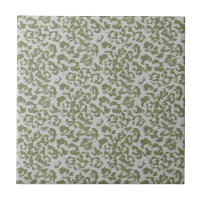 Olive grey spotted leopard  ceramic tile (Front)