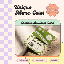 Olive Groovy Editable Business Card for Studio