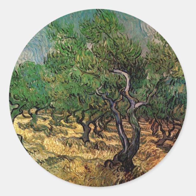 Olive Grove by Vincent van Gogh Classic Round Sticker (Front)