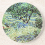 Olive Grove by Vincent van Gogh Coaster<br><div class="desc">Olive Grove by Vincent van Gogh is a vintage fine art post impressionism nature painting. Van Gogh painted over a dozen landscapes of olive trees while living in the south of France. An orchard filled with fruit trees on a farm in the summer season. About the artist: Vincent Willem van...</div>