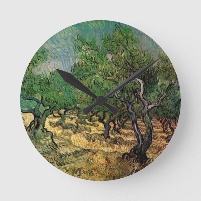 Olive Grove by Vincent van Gogh Round Clock (Front)