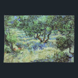 Olive Grove by Vincent van Gogh Tea Towel<br><div class="desc">Olive Grove by Vincent van Gogh is a vintage fine art post impressionism nature painting. Van Gogh painted over a dozen landscapes of olive trees while living in the south of France. An orchard filled with fruit trees on a farm in the summer season. About the artist: Vincent Willem van...</div>