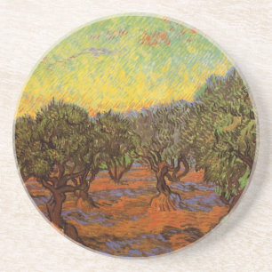 Olive Grove, Orange Sky by Vincent van Gogh Coaster