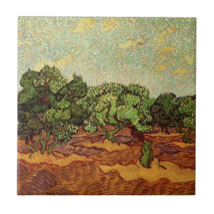 Olive Grove, Pale Blue Sky by Vincent van Gogh Ceramic Tile
