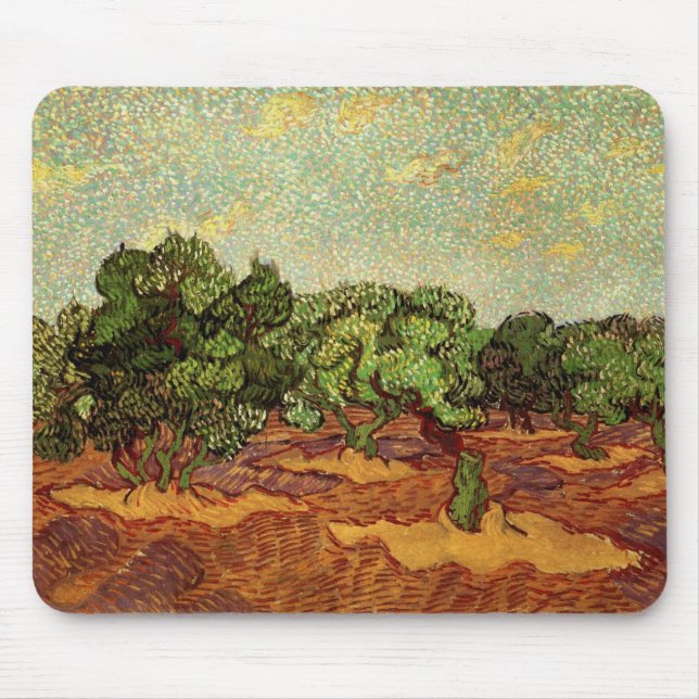 Olive Grove, Pale Blue Sky by Vincent van Gogh Mouse Pad (Front)