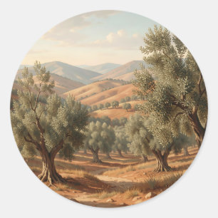 Olive Grove Rolling Hills Tuscan Countryside Classic Round Sticker