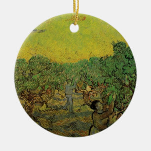 Olive Grove with Picking Figures, Vincent van Gogh Ceramic Ornament